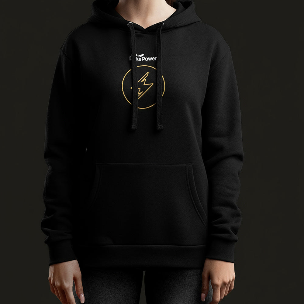 PokePower Team Electric hoodie front, female model
