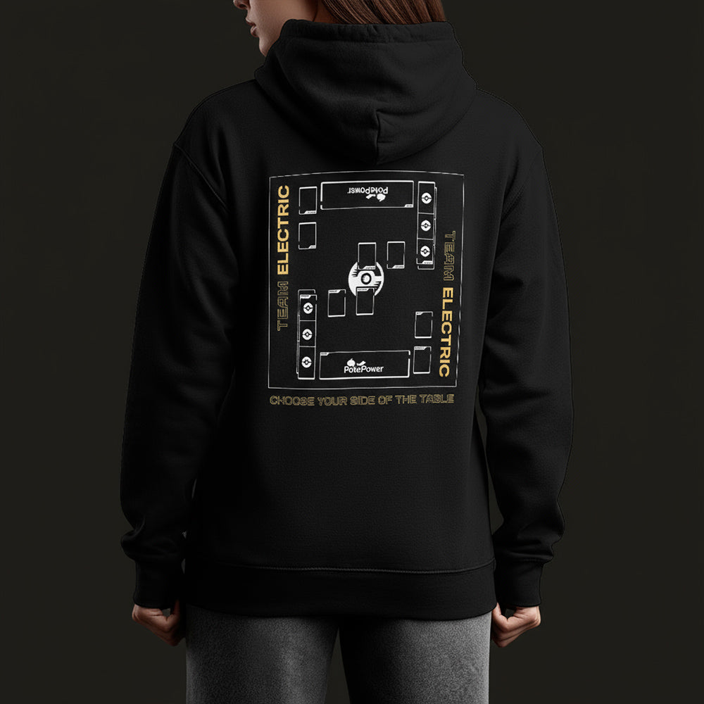 PokePower Team Electric hoodie back, female model