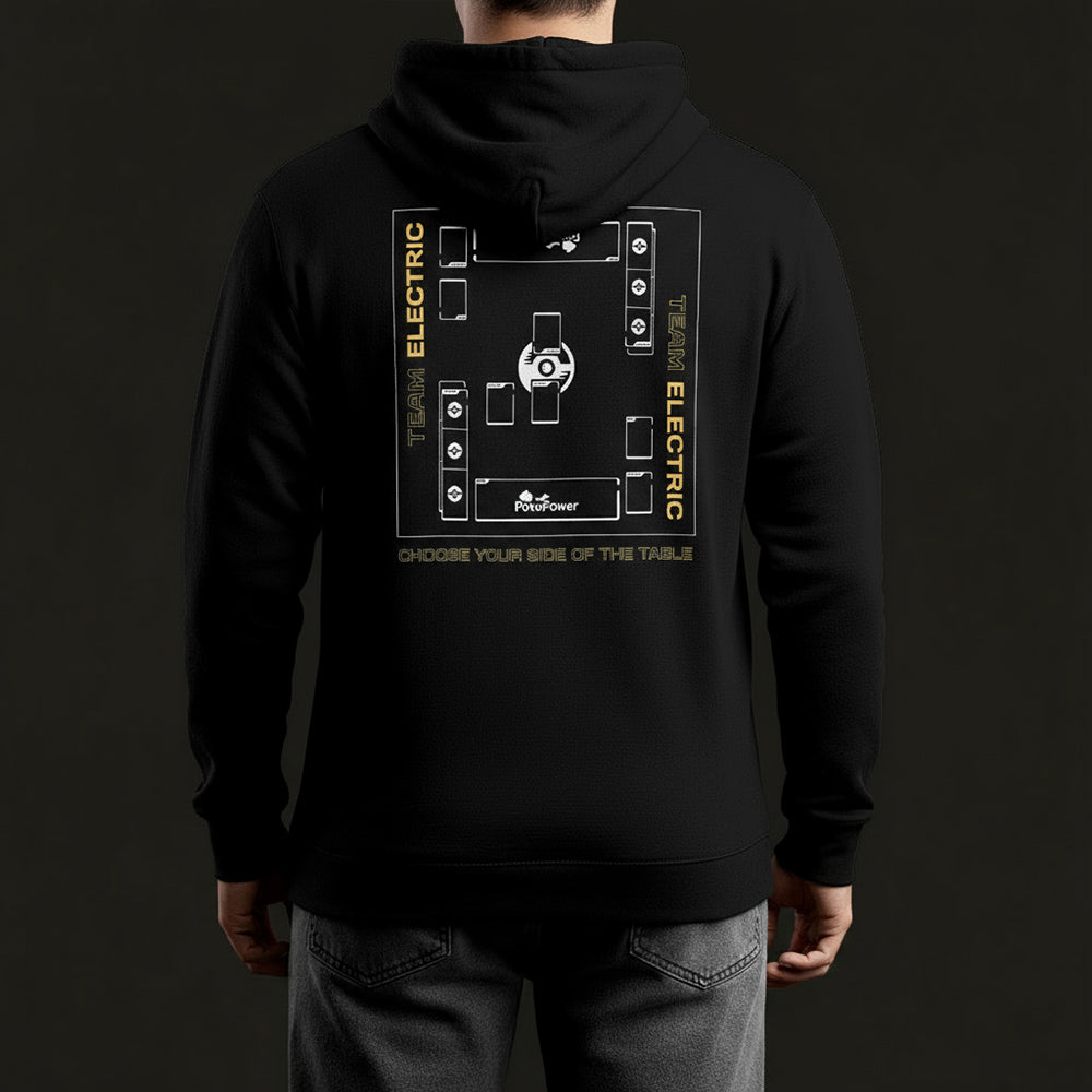 PokePower Team Electric hoodie back, male model