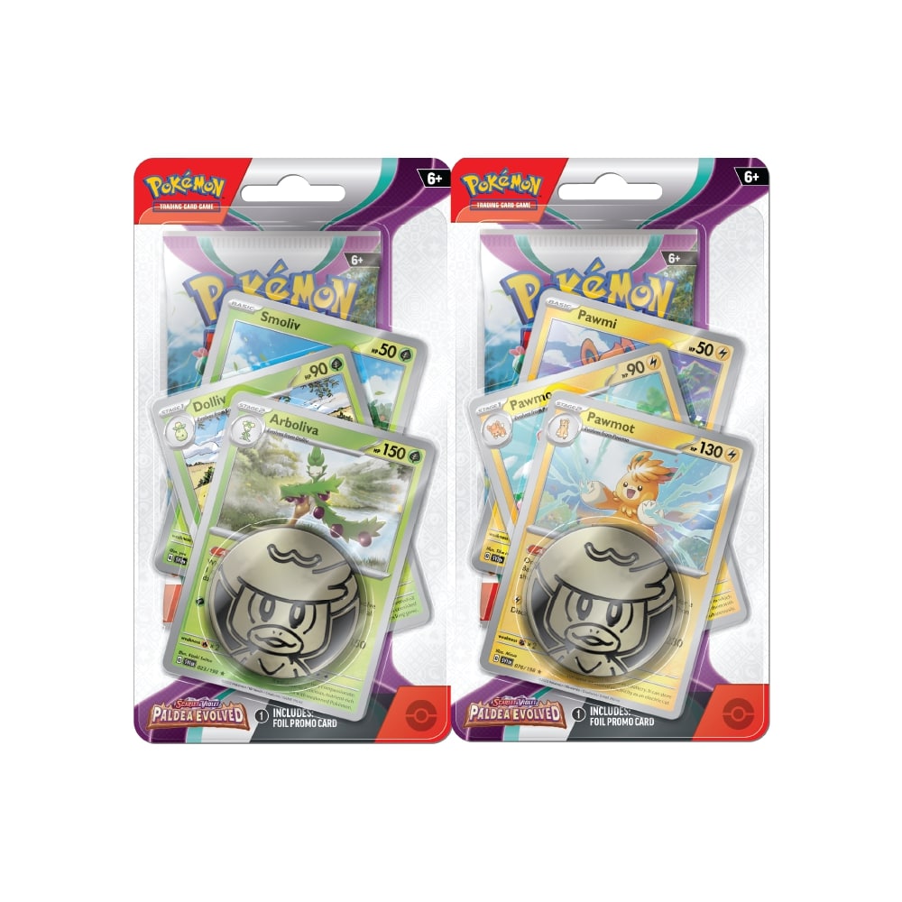 Scarlet & Violet Paldea Evolved Premium Checklane Blister z booster paketom, 3 promo kartami in kovancem Quaxly