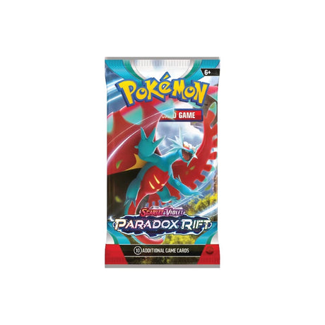 Scarlet & Violet Paradox Rift Booster Pack z naključnimi Pokémon kartami, vključno z možnostjo Pokémonov ex.