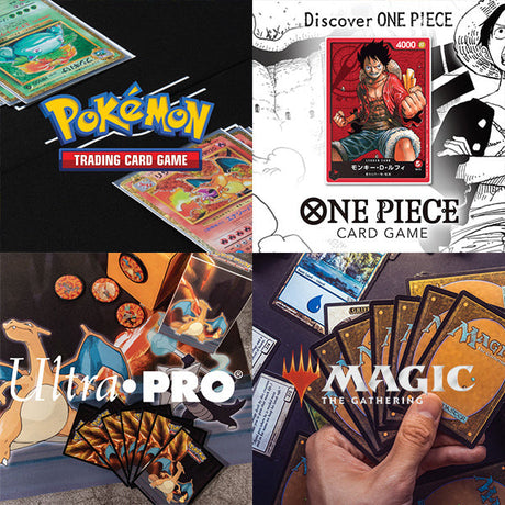 Pokémon, One Piece, Ultra PRO, and Magic: The Gathering trading card game collections