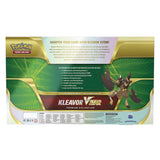 Pokémon TCG Kleavor VSTAR Premium Collection box with promo cards, pin, coin, and booster packs.
