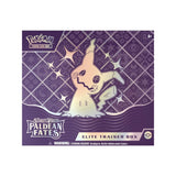 Paldean Fates Elite Trainer Box z 9 booster paketi, promo karto, ovitki, energijskimi kartami, kockami in kodo za TCG Online.
