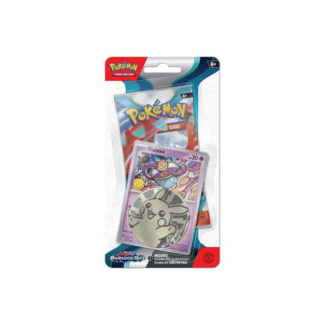 Paradox Rift Checklane Blister vsebuje 1 booster paket, promo kartico Sinistea in Pikachu kovanec.