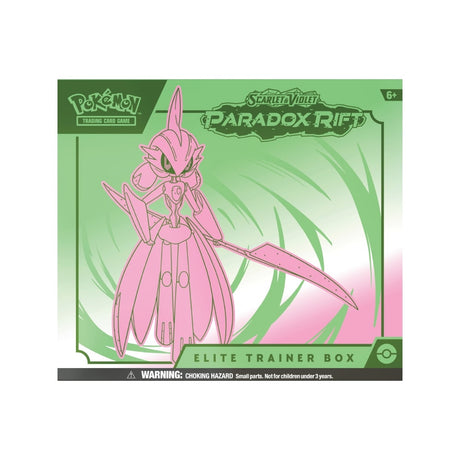 Elite Trainer Box Paradox Rift vsebuje 9 booster paketov, 45 energijskih kart, akrilne markerje, škatlo za organizacijo kart.